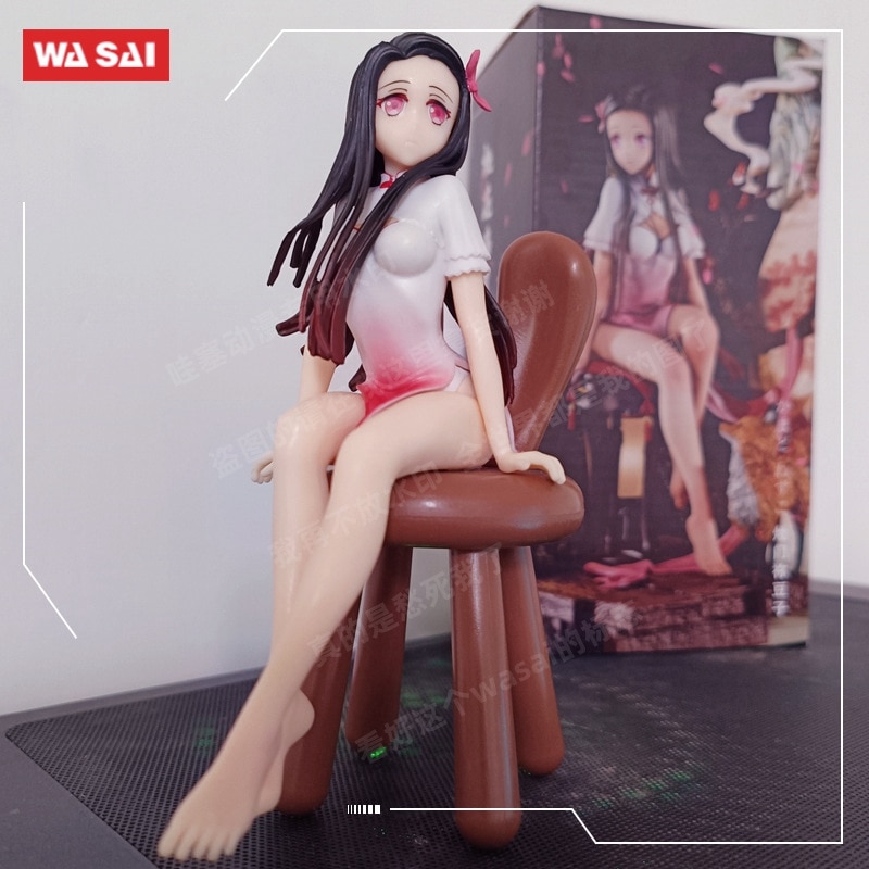 14cm Anime Demon Slayer Sitting Posture Cheongsam Sexy Figure Kamado Nezuko Car Case Ornament PVC Action 2 - Demon Slayer Figure